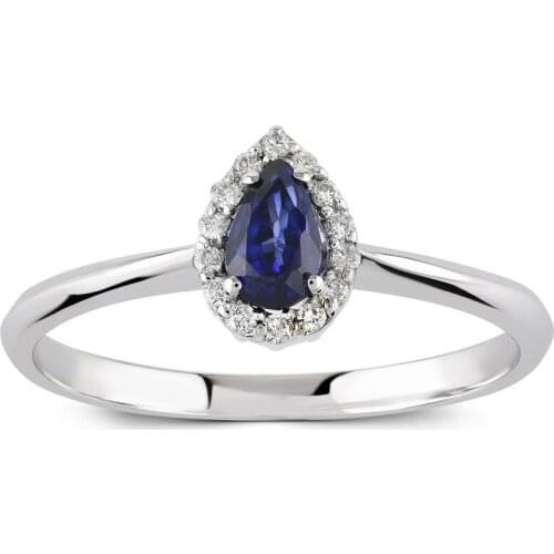 Symbol Gold 0.41 Carat Diamond Sapphire Ring Baguette Chic Jewelry Lover Rings Engagement Anniversary Wedding For Women
