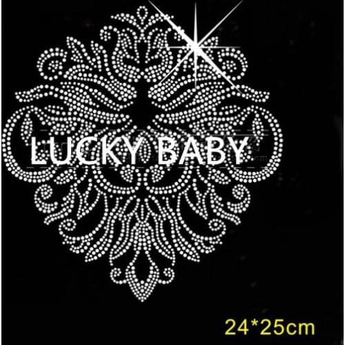 2pc/lot flower iron on crystal transfers design iron on transfer patches hot fix rhinestone transfer motifs fixing rhinestones