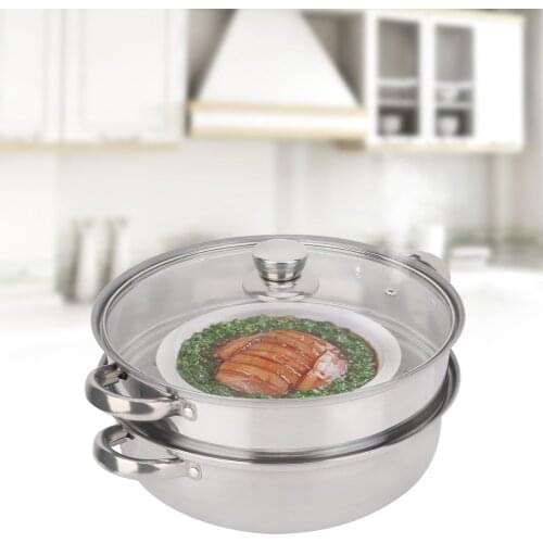 High-Quality Stainless Steel Cookware 27cm/11in 2-Layer Steamer Pot Cooker Double Boiler Soup Steaming Pot Double Soup Steamer