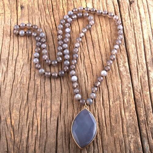 MD Fashion Jewelry Natural Stones Bead Pendant Necklace Bohemai Beads Knotted Necklaces For Women Gift Dropship