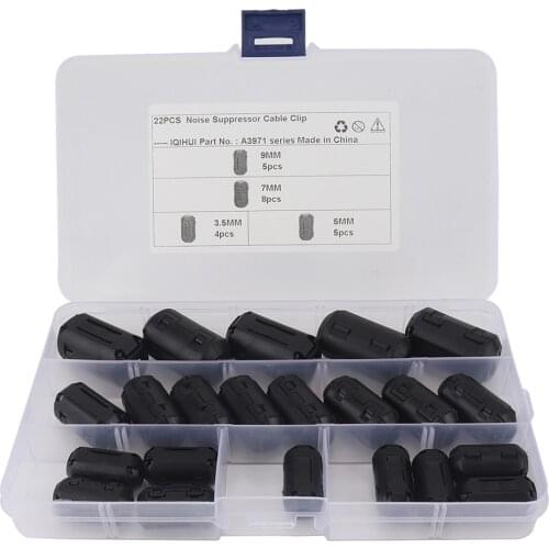 1PCS Black Magnetic Ring Ferrite Core Bead Clamp Choke Coil EMI RFI Noise Filter Clip Snap Cable for 3.5/5/7/9/13mm Snap-on kit