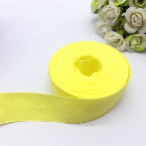 Yellow (5yards/lot) 1"(25mm) Multirole Fold Over Elastics Spandex Satin Band DIY Lace Sewing Trim