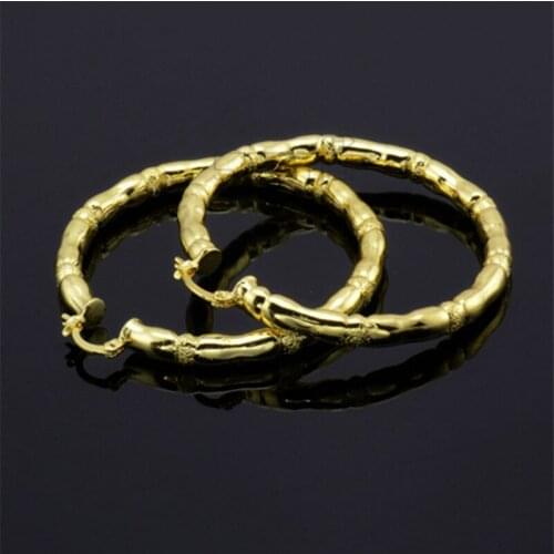 Korean Fashion Round Circle Golden Dangle Earrings Hyperbole Geometric Bamboo Jewelry 2020 For Women Female 925 Sterling Silver