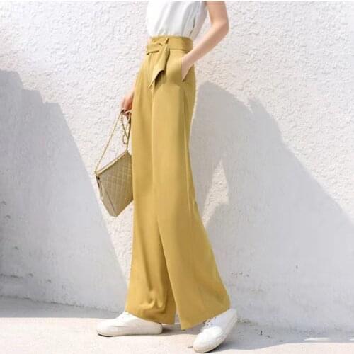2021 New Arrival Summer Korean Style Women Loose Casual Zipper Fly Wide Leg Pants All-matched High Waist Long Pants W133