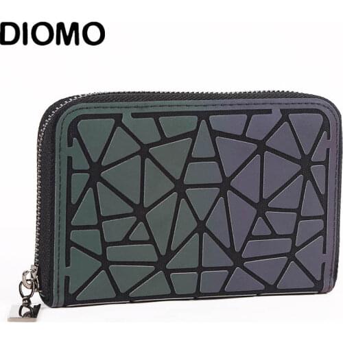 DIOMO 2020 New Purse Women Fashion Luminous Geometric Zipper Wallet Coin Money Bag Card Holder Small Short Wallet for Ladies