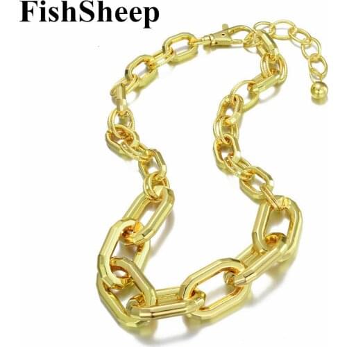 FishSheep Gold Color Big Acrylic Chunky Chain Necklace For Women Geometric Choker Pendant Necklace 2020 Statement Jewelry