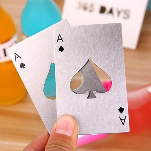1 pcs Black/Silver Spades Poker Card Beer Bottle Opener Stainless Steel Credit Card Bottle Opener Personalized Bar Tool