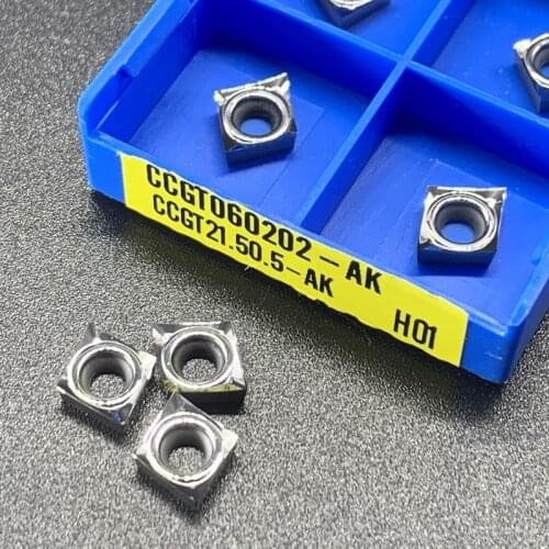 10pcs carbide inserts CCGT060202/CCGT060204-AK H01 Internal Turning inserts Lathe Tool CNC aluminum processing