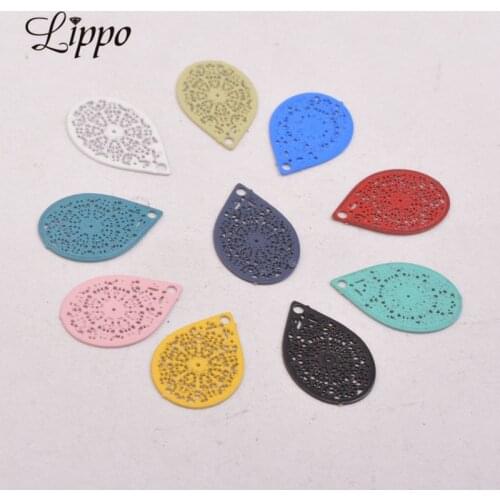 100pcs AC3941 10*15mm Filigree Watermark Pendant Small Water Drop Charms