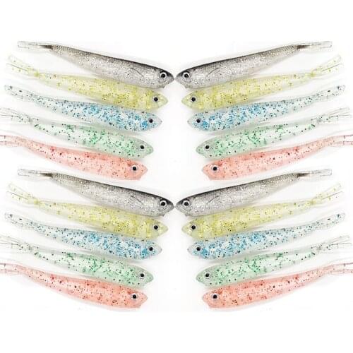 20Pcs soft Lures 2.2g/7.5cm Flash sequins fishing Lure Wobblers Fishing Worm Swimbaits Silicone Bait Carp Fishing Tackle