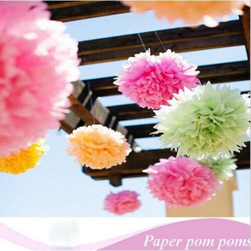200pcs 10 inch 25cm Paper Pom Poms Flowers Ball For Wedding Home Party Room Background wall new house decoration