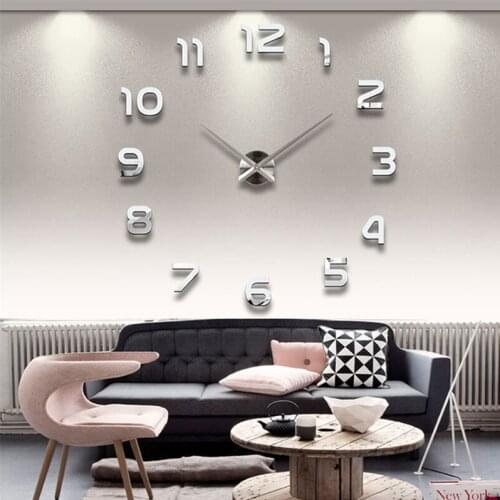 2020 3D DIY Acrylic Mirror Stickers Creative Acrylic Clock Watch Wall Clocks Horloge Home Decoration Living Room Quartz Needle