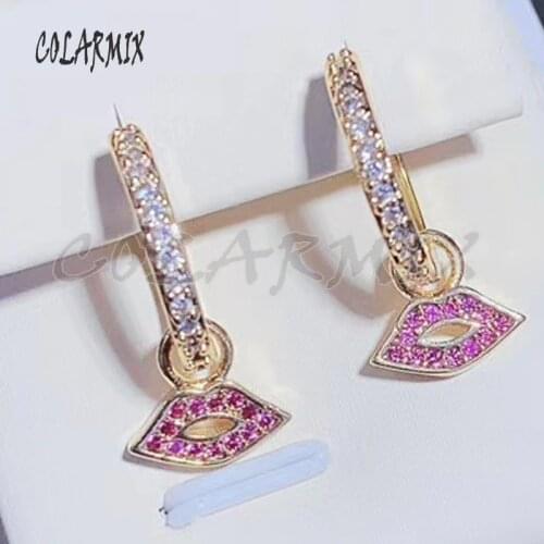 3Pairs Pink color Fashion Cute tiny Kiss earrings fashion jewelry earrings Gift for lady elegant Crystal earrings wholesale 5583