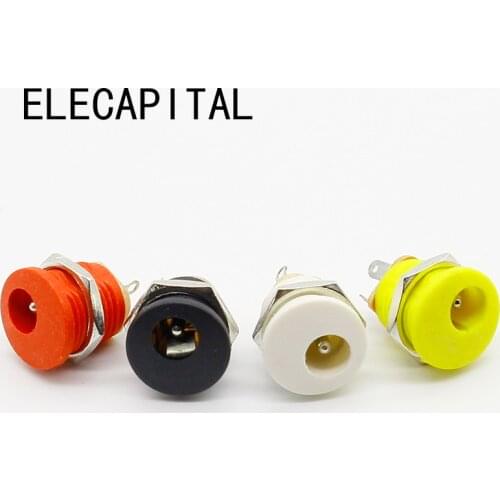 8pcs Red Yellow Black White DC Jack socket 5.5*2.1mm DC power jack DC power outlet dc socket panel