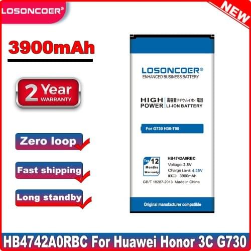 3900mAh HB4742A0RBC HB4742A0RBW For Huawei Honor 3C Battery G730 G740 H30-T00 H30-T10 H30-U10 H30 Good Quality Phone Battery