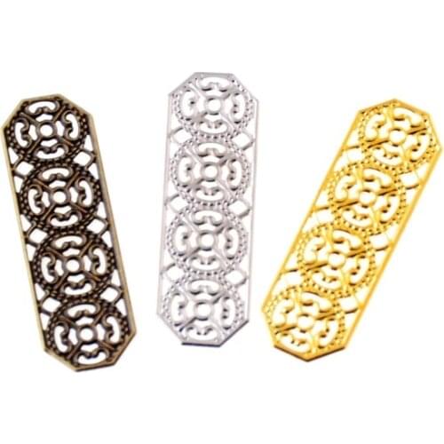 Free shipping 10Pcs Flowers Filigree Wraps Connectors Metal Crafts Decoration DIY Findings 46x15mm