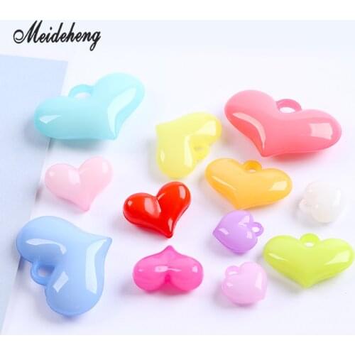 Jewelry DIY Acrylic Jelly Heart Beads Multicolor Key Ring Earring Pendant Hair Ornament Accessories Handmade Materials