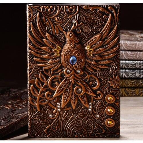 A5 European style retro notebook customized Pu Notepad customized travel diary planner journal notebook antique emboss cover
