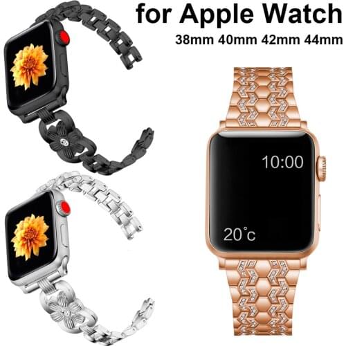 Bracelet for Apple Watch SE 6/5/4 Band 40mm 44mm with Rhinestone Bling Metal Strap for iWatch Series 3 Band Women Men Luxury