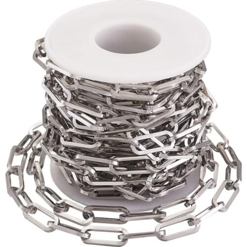 Pandahall Unwelded 304 Stainless Steel Paperclip Chains Drawn Elongated Cable Chains for Jewelry Making DIY Necklace Big Chains