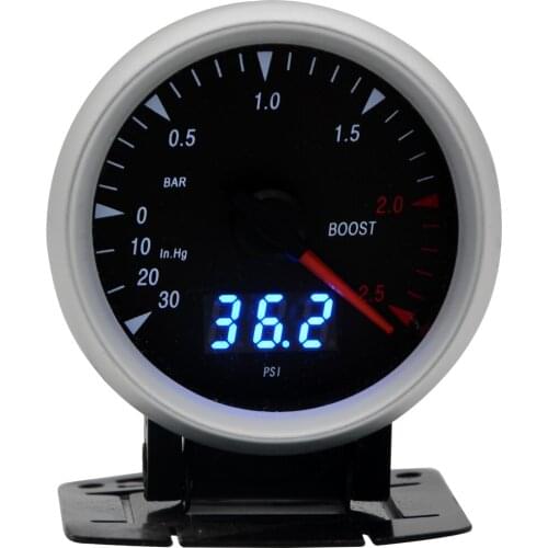 2.5 Inch 60mm Turbo Boost Gauge Dual Units PSI / BAR Digital Analog Display Blue LED With Sensor