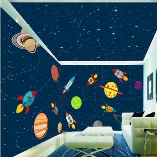 Photo wallpaper Spacecraft Sky Fresco KTV Theme Children room backdrop kindergarten mural custom mural