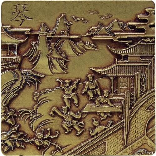 Brass Paperweights Exquisite Metal Relief Craft Paperweight Student Square Chinese Painting Calligraphy Rice Paper Pressing Prop