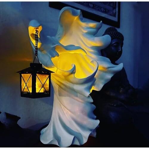 Halloween Ghoul Resin Sculpture Decoration Home Decor Witch Statue The Ghost Looking for Light Hell Messenger Party Table Lamp