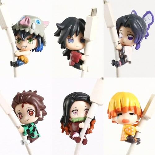 Demon Slayer Tanjirou Nezuko Zenitsu Inosuke Shinobu Giyuu Figure Toys Figuras Deco Ornaments Collection Model 6pcs/set