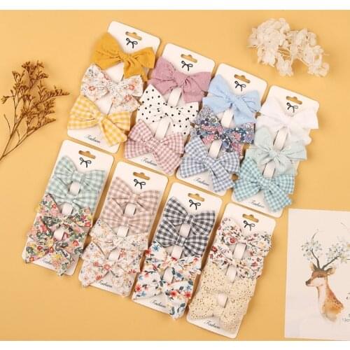 KLV 4Pcs/Set Girls Cute Bowknot Hairpins Children Sweet Barrettes Hair Clips Fashion Kids Headwear Hair Accessories