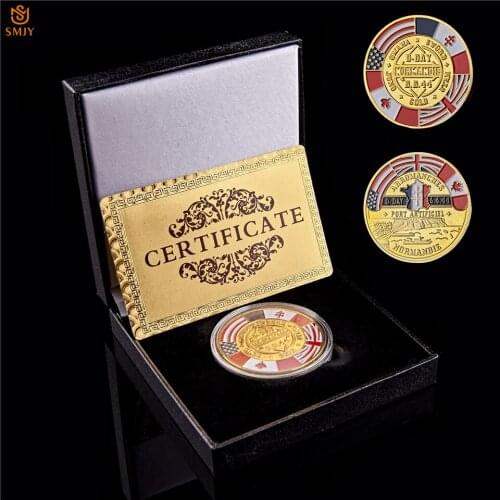 1944 WW II D-Day Arromanches Normandie War 70th Anniversary Military Challenge Collectibles Coin Value W/Luxury Box