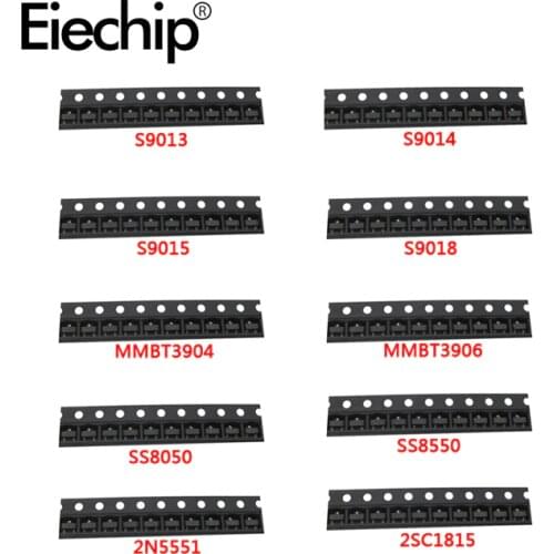 SOT-23 SMD transistor KIT S9013 S9014 S9015 S9018 MMBT3904 MMBT3906 SS8050 SS8550 2N5551 2SC1815 Total 10kinds X10pcs=100pcs