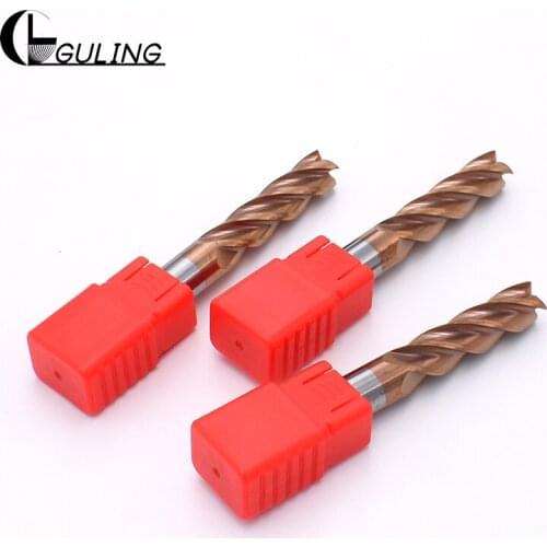 GULING 55° long shank solid tungsten carbide end mill 75L/100L 4 flutes square end mills HRC55 1MM 1.5MM 2MM 2.5MM 3MM 4MM