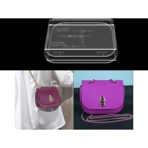 DIY handmade leather goods acrylic version drawings ladies single shoulder messenger paper grid pattern design and production te