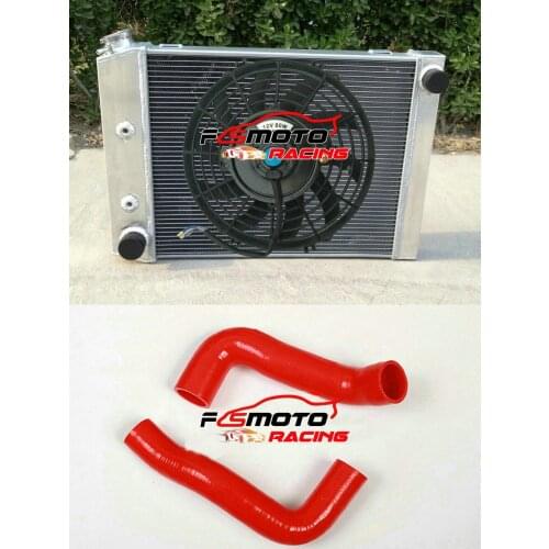 RED Hose + Aluminum Radiator + FAN FOR FORD Cortina 6 cylinder TC TD TE TF 1972-1982 AT/MT 3.3 200ci 4.1 250ci