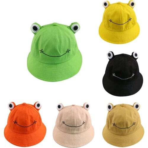 Summer Sunscreen Fisherman Cap Beach Caps Outdoor Fishing Hunting Sunhat Headwear Foldable Cotton Cute Frog Bucket Hat Gift