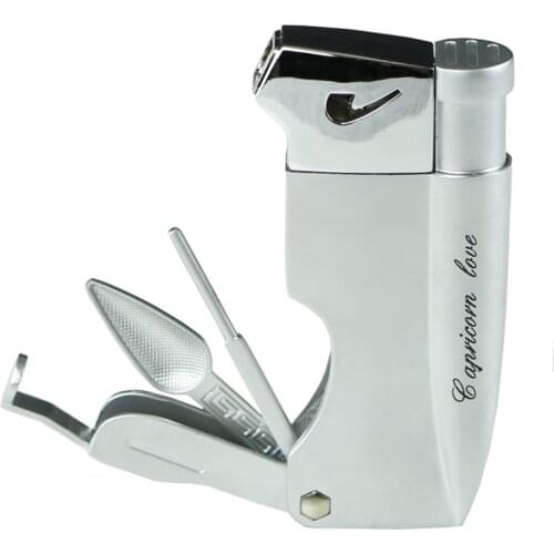 Metal GAS inflatable pipe LIGHTER. multifunctional with TAMPER NEEDLE creative oblique fire lighter