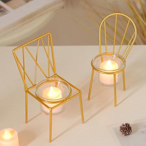 Metal Mini Tea Light Holder Chair Iron Candlestick Wedding Dining Table Candle Holder Home Party Decoration Ornament Crafts