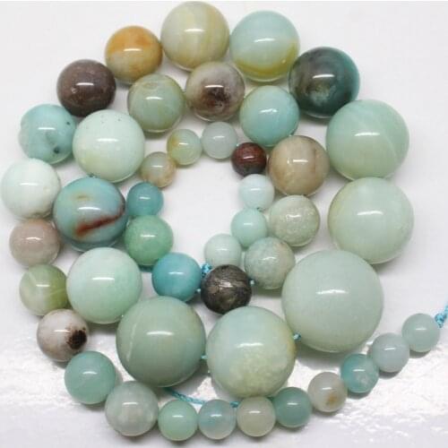 Mini. Order is $7! 8~18mm Beautiful Natural Multicolor Amazonite Round Gradually Necklace Loose Beads 15"