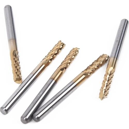 10pc Titanium Coat Carbide 3.0X12mm End Mill Engraving Bits CNC Rotary Burrs Set