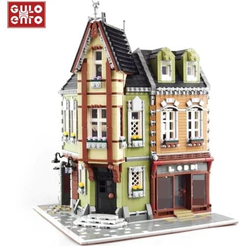 Creator City The Corner Mall Set Street View Building Blocks Set Architeture Shop Garden Hill Hotel Bricks Children Toys Gifts