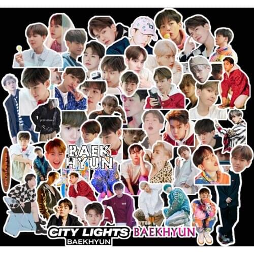 62Pcs/Bag KPOP EXO Member BAEKHYUN Single Series Stickers For Suitcase Guitar Phone Skateboard Computer Cup Fans Sticker Toy M84