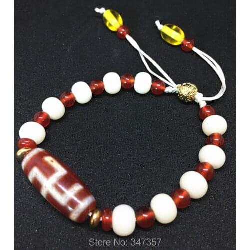 2018 New Arrival Tibet Dzi Bracelet Swastika+One Eye Mistery Tibetan Dzi Natural Red Stone and Bodhi Bracelet Free Shipping