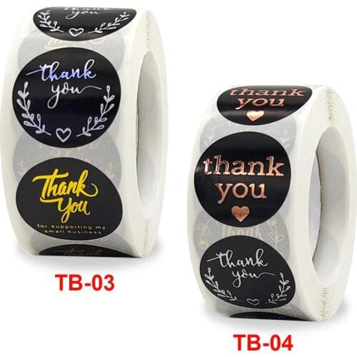 New roll thank you sticker color black thank you sticker gift decoration sticker label