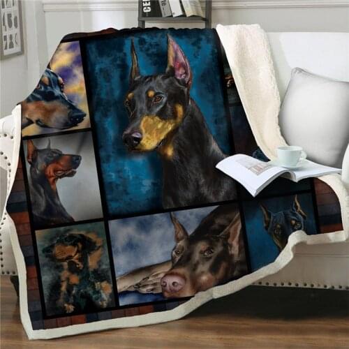 BeddingOutlet animal With Dreamcatcher Sherpa Throw thick Blankets 3D black dog Bedspread Plush Blanket sofa bedding quilt cover