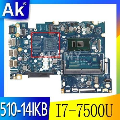 Original For Lenovo Yoga 510-14IKB laptop motherboard I7-7500U CPU DDR4 5B20M39321 BIUS4/S5 CIUY0/Y1 LA-E221P fully Tested
