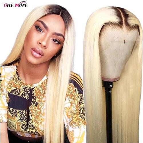 1B 613 Blonde Ombre Color 28 30Inch Brazilian Straight Wig 13x4x1 Lace Part Wig Glueless Blonde Human Hair Wigs for Black Women