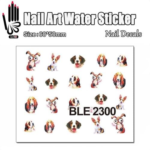 1 Sheet Nail Item BLE2300 Big Eye Dog Cartoon Nail Art Water Transfer Sticker Decal Sticker For Nail Wraps