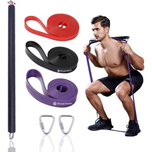 Resistance Bands Bar Portable 58cm Pilates Bar Pull Up Loop Elastic Expander Band for Home Yoga Squat Stretch Fitness Equipment