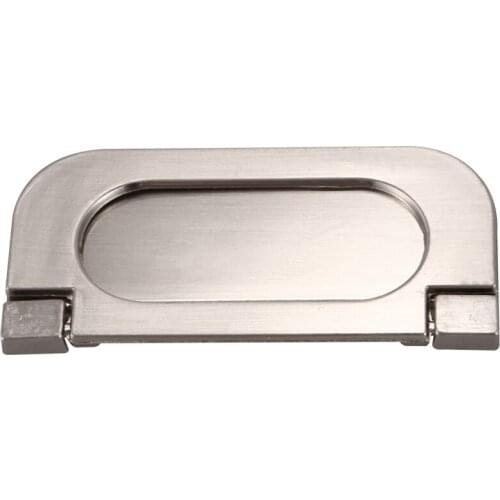 Silver Tone Metal Oval Shape Ring Pull Cupboard Door Handle 3" Long